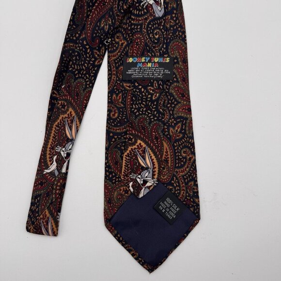 Vintage Tie 1994 Looney Tunes Mania Paisley Coyote Martian Bunny Taz - Picture 9 of 10